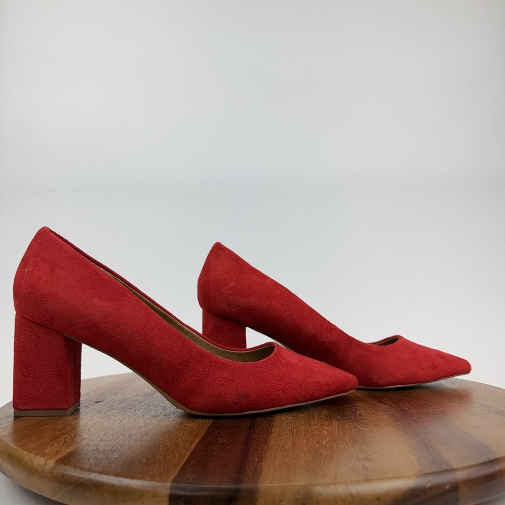 New Womens Abound Abadury Red Fabric Pointed Toe Block Pumps‎ Heels Size 11 NWOB